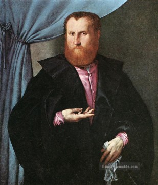 Lorenzo Lotto Werke - Porträt eines Mannes in Schwarz Seidenumhang 1535 Renaissance Lorenzo Lotto